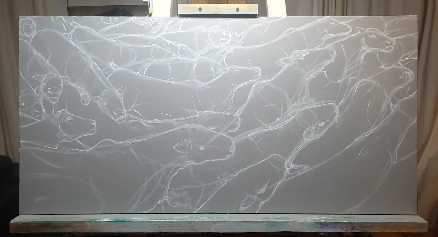 Step three of the painting process