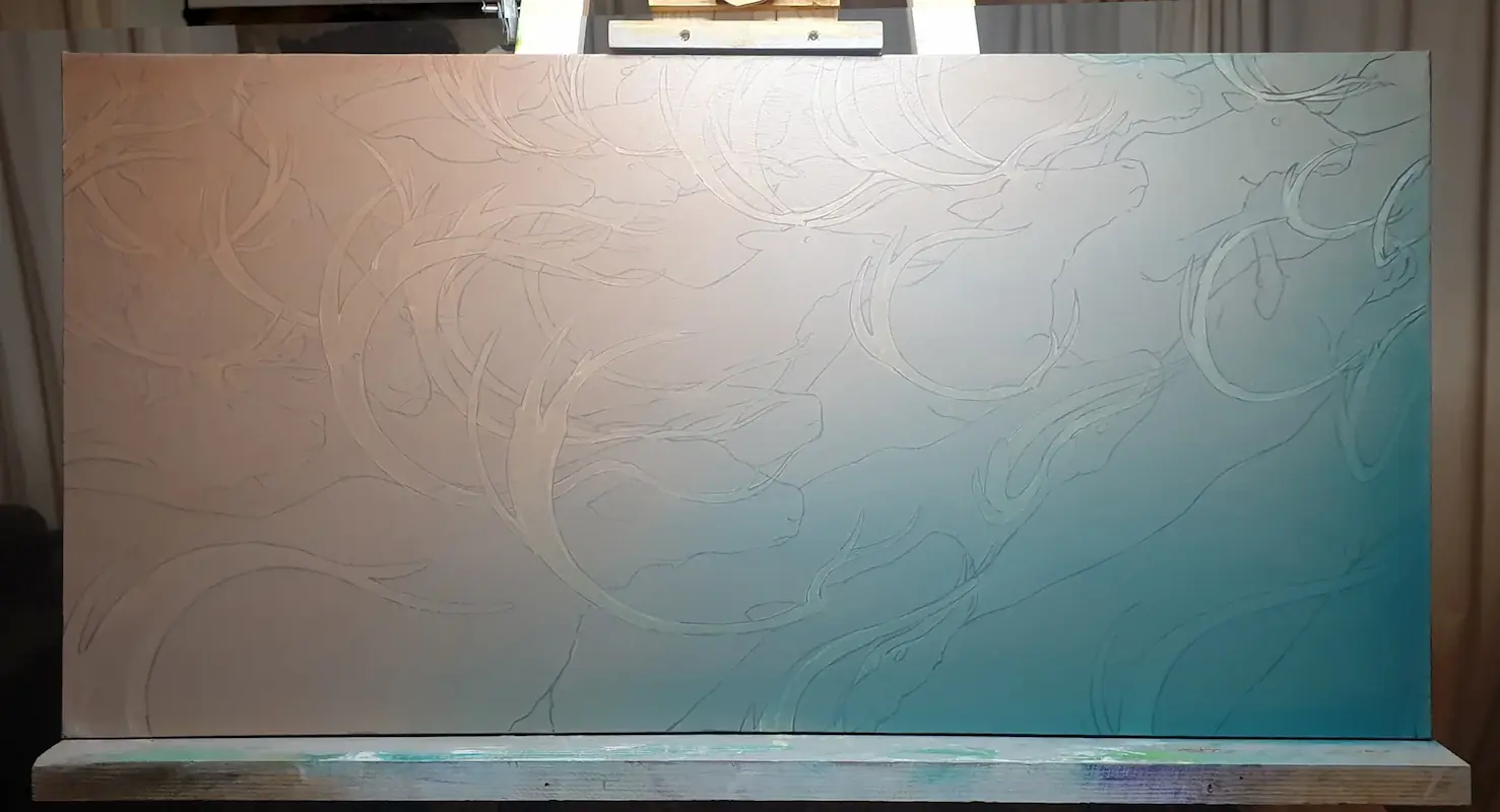 Step seven of the painting process