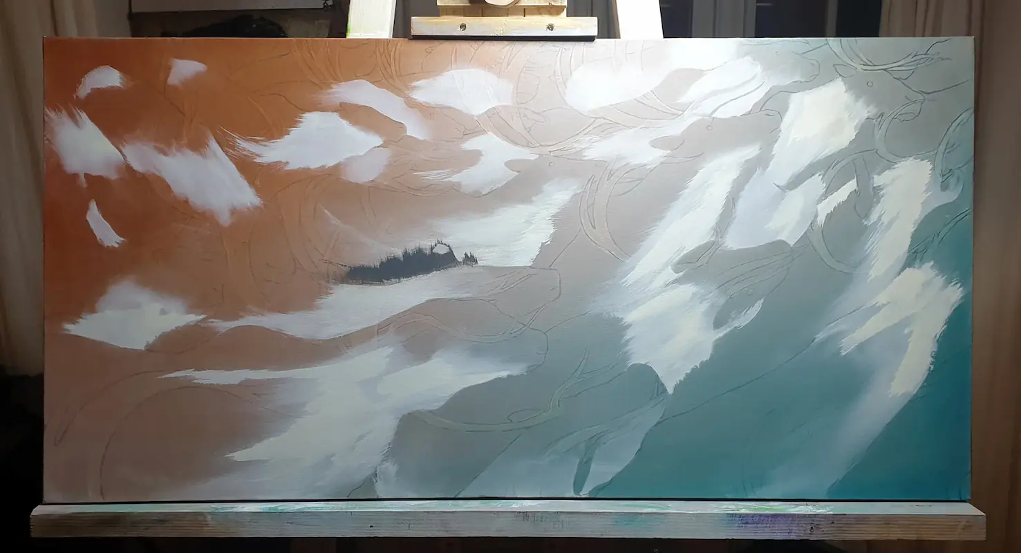 Step eight of the painting process
