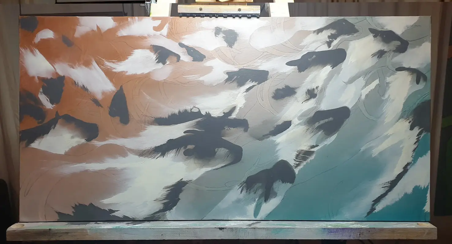 Step nine of the painting process